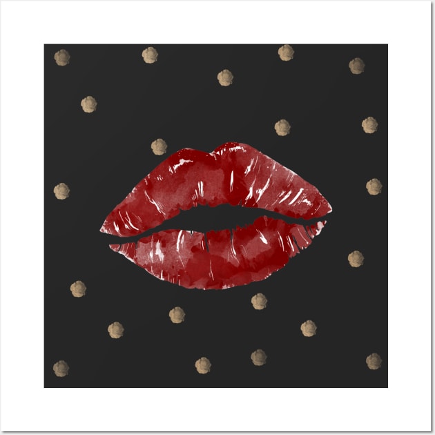 Red and Black Lipstick Stain Pattern Wall Art by speckled